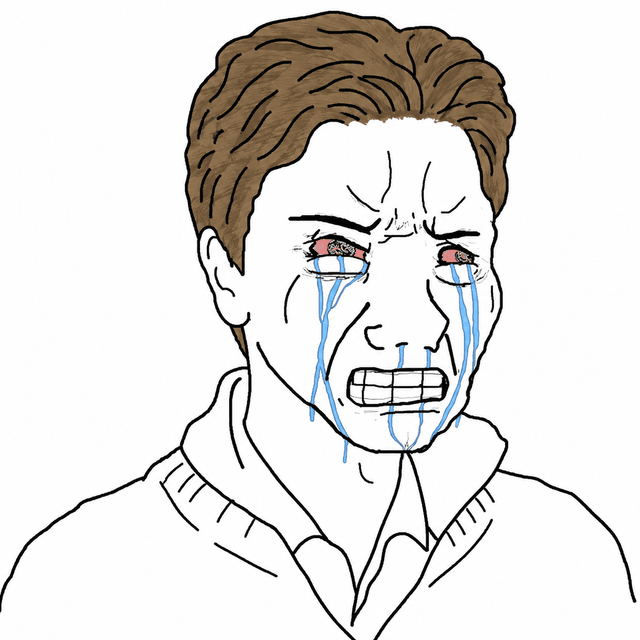 THE SITCHY MAN: an illustrated character weeping. A fictional archetype, not a real person.